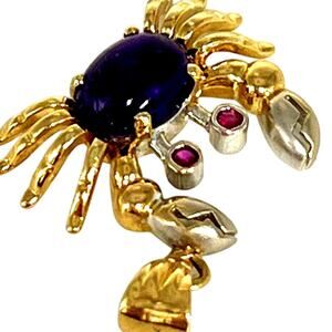 Vintage Collectible 10k Yellow-white Gold Colored Crab Pendant